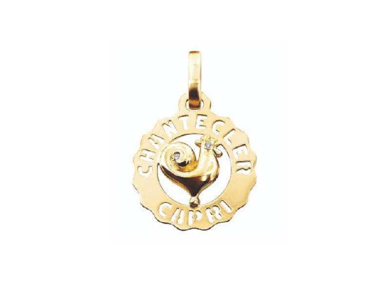 YELLOW GOLD  SMALL CHARM ROOSTER WITH DIAMONDS LOGO CHANTECLER 31280